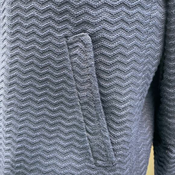 Ann Taylor Lt Jacket Navy Blue Textured 3 Button 3/4 Sleeve Pockets Cotton - Picture 3 of 8